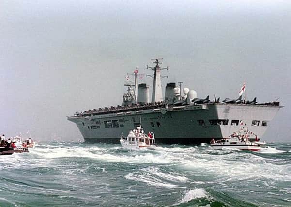 HMS Invincible returns to the Solent after it was deployed to serve in the Falklands War