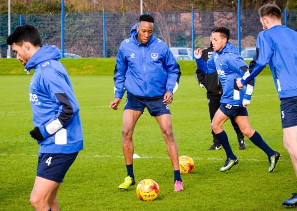 Nicke Kabamba in training with Pompey. Picture: Colin Farmery