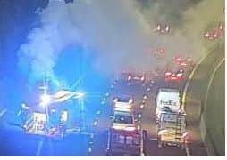The vehicle fire. Credit: Highways England