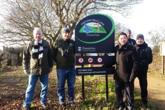 Alan on a walk along the Hayling Billy path with staff from Hampshire County Council