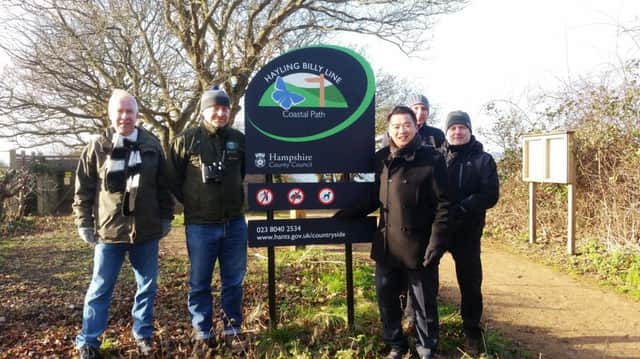 Alan on a walk along the Hayling Billy path with staff from Hampshire County Council