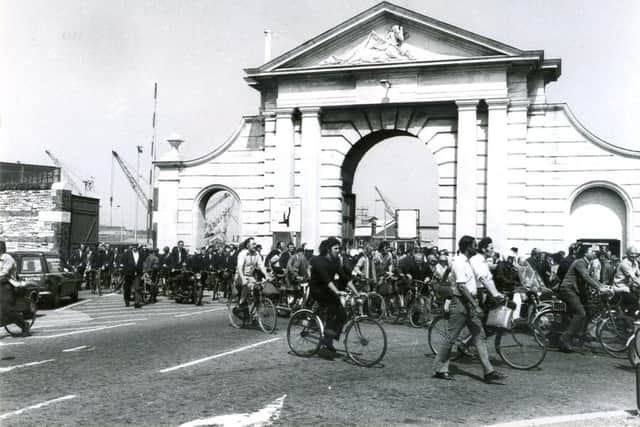 EVERYBODY OUT This was an outmuster of a different kind as workers walked out on strike in a pay dispute in June 1975