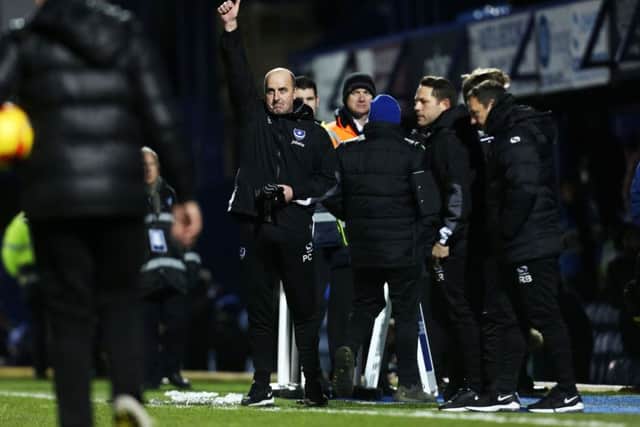 Pompey boss Paul Cook salutes the fans after the Orient win but Northstand Critic was left underwhelmed. Picture: Joe Pepler