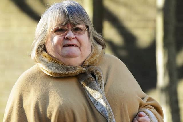 Linda Denham-Larholt outside court