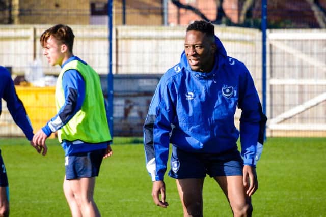 Nicke Kabamba trains with his new Pompey team-mates Picture: Colin Farmery