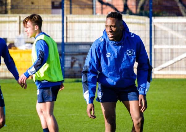 Nicke Kabamba trains with his new Pompey team-mates Picture: Colin Farmery