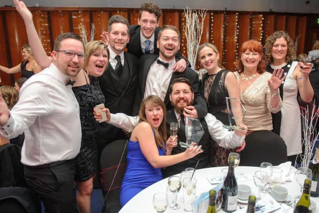 Double award winners, Overall Business and Medium Business 2016 Aerial Business Communications. The News Business Excellence Awards 2016, hosted at The Guildhall, Portsmouth. Picture: Allan Hutchings