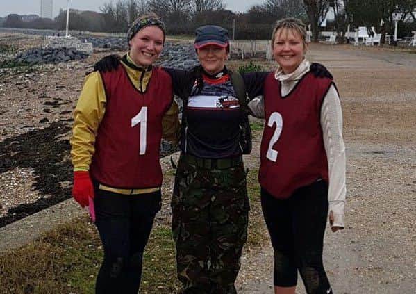 Verity (right) with friend Lenka and group leader Justine Holland-Reynolds