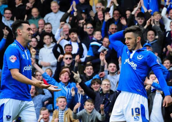 Gary Roberts, left, and Conor Chaplin lead Pompey's scoring charts this season with seven goals apiece    Picture: Barry Zee