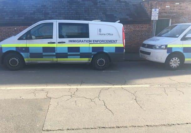 Immigration Enforcement vans in Havant Road, Drayton. Diamond Nails was visited by the agency.