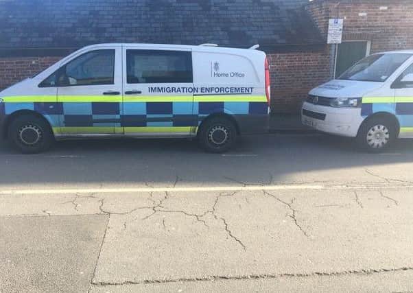Immigration Enforcement vans in Havant Road, Drayton. Diamond Nails was visited by the agency.