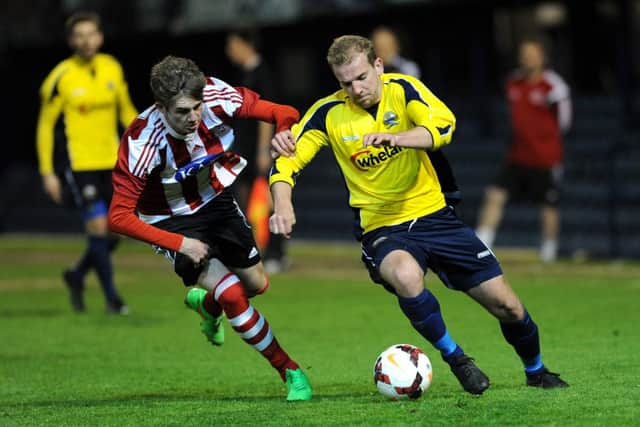 Mike Carter, left, made his debut for the Hawks on Saturday after leaving Gosport Borough