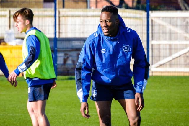 Nicke Kabamba in training with Pompey. Picture: Colin Farmery
