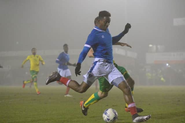Jamal Lowe scores for Pompey reserves. Picture: Colin Farmery