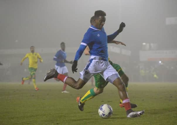 Jamal Lowe scores for Pompey reserves. Picture: Colin Farmery