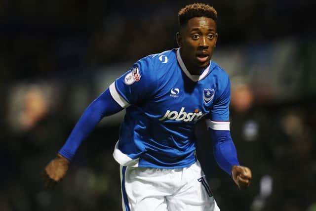 Jamal Lowe hit a hat-trick for Pompey. Picture: Joe Pepler