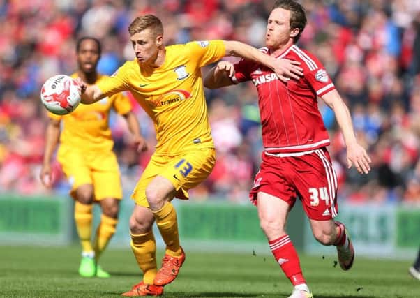 Preston North End striker Eoin Doyle, left, in action against Middlesbrough last season