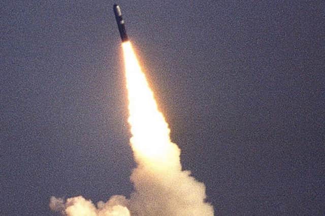 The test firing of a Trident missile