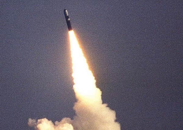 The test firing of a Trident missile