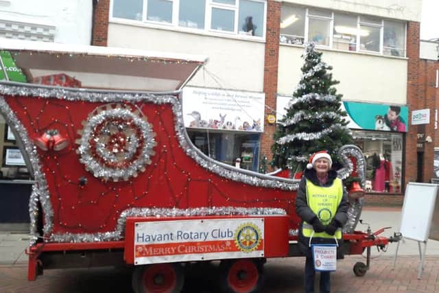 Havant Rotary Club member Eve Fuller collecting in Havant town centre