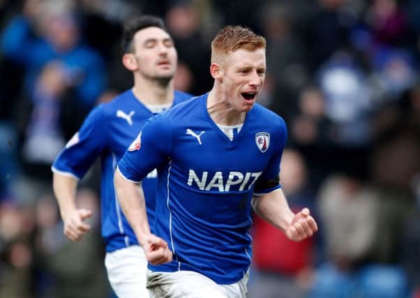 Eoin Doyle celebrates a goal during his Chesterfield days