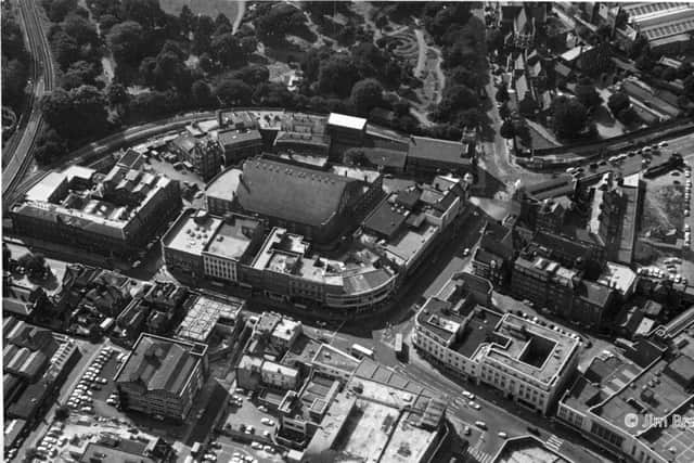 Commercial Road and Edinburgh Road, Portsmouth, the dockyard branch line and St John's Catholic cathedral. Picture: Jim Bramble