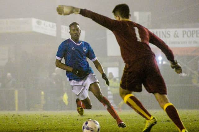 Nicke Kabamba quit his job as a car salesman upon signing for Pompey    Picture: Colin Farmery