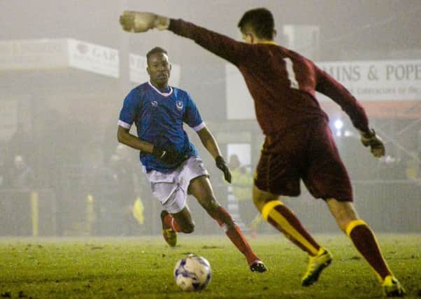 Nicke Kabamba quit his job as a car salesman upon signing for Pompey    Picture: Colin Farmery