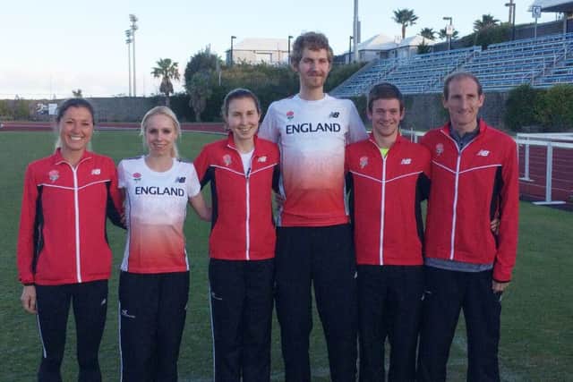 Alex Teuten, third from right, with his England team-mates in Bermuda