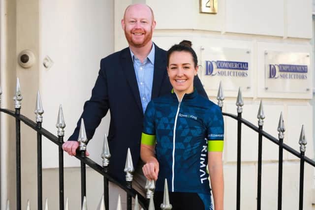 Olympic gold medallist Dani King has teamed up with DC Employment in Southampton to promote the benefits of healthy workplaces. The cyclist is pictured with director Darren Tibble.