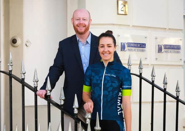 Olympic gold medallist Dani King has teamed up with DC Employment in Southampton to promote the benefits of healthy workplaces. The cyclist is pictured with director Darren Tibble.