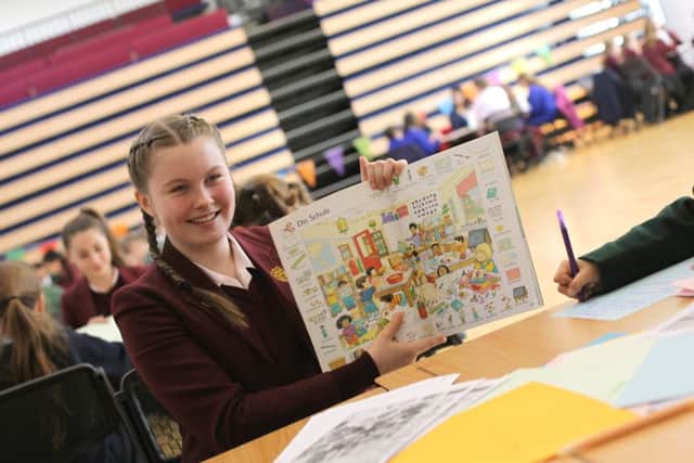 Luisa Campbell, 11, of Portsmouth High School, teaches German at the Festival of Languages
