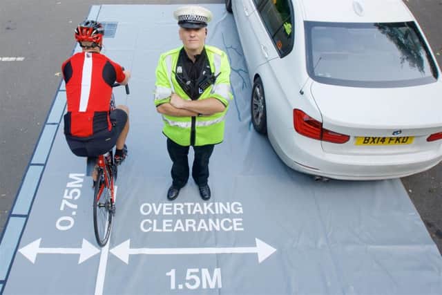 A graphic showing the safe distance to pass cyclists