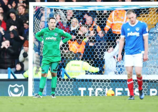 David Forde looks for answers after David Wheeler's winner for Exeter Picture: Joe Pepler