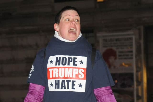 One of the Guildhall Square protesters