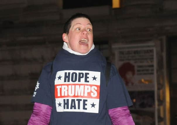 One of the Guildhall Square protesters