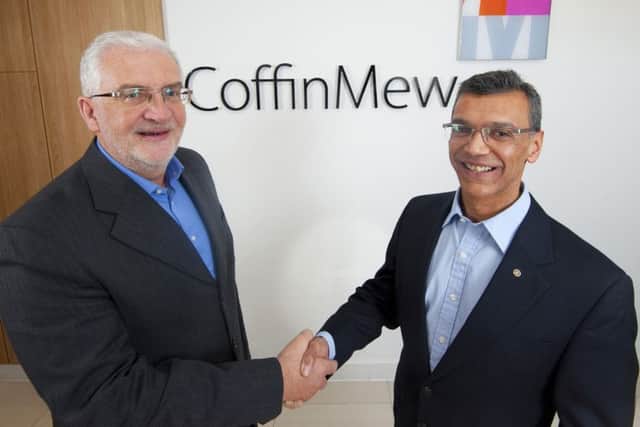 Miles Brown, left, the CEO of Coffin Mew and Hemant Amin, managing partner of Charles Lucas & Marshall Picture: Chris Balcombe