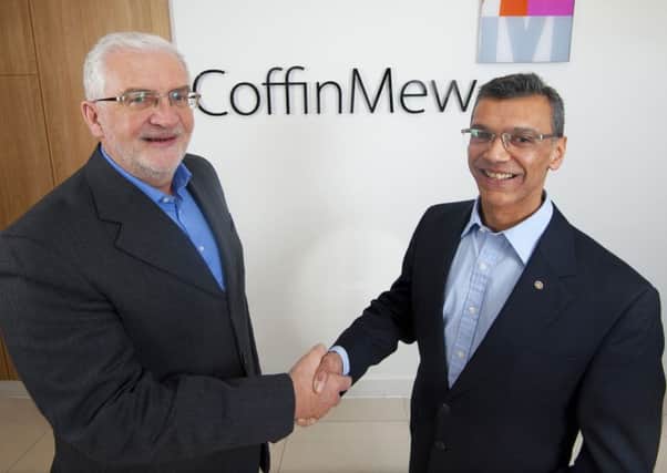 Miles Brown, left, the CEO of Coffin Mew and Hemant Amin, managing partner of Charles Lucas & Marshall Picture: Chris Balcombe