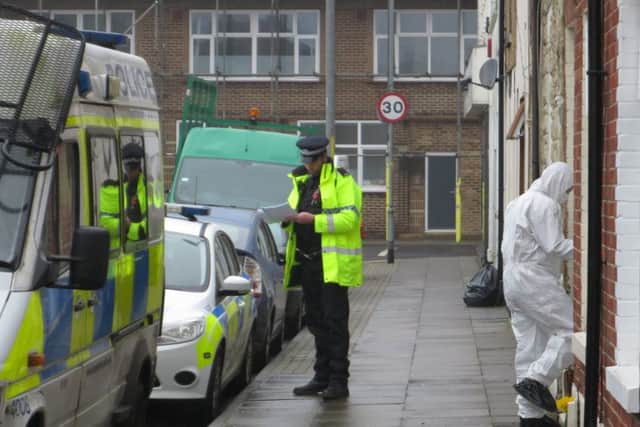 Forensics officers enter a home in Toronto Road, Buckland, after Nadine Burden was murdered on January 28.