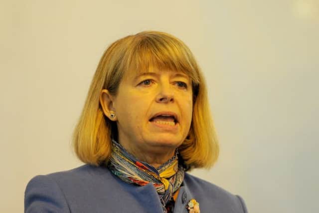 UNDER FIRE:  Minister of defence procurement Harriett Baldwin during a visit to Portsmouth this month   PHOTO:  Sarah Standing