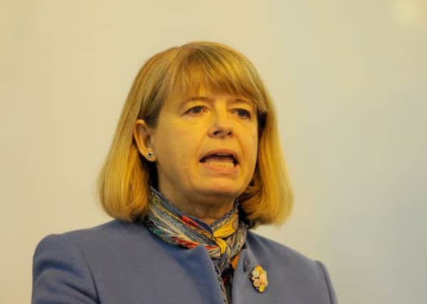 UNDER FIRE:  Minister of defence procurement Harriett Baldwin during a visit to Portsmouth this month   PHOTO:  Sarah Standing