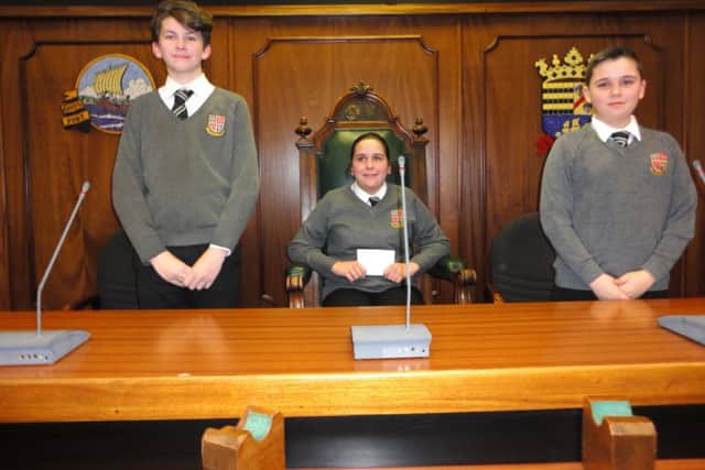Nicholas Nutt, Ella Jones and Joey Bowman from the Brune Park Intermediate Team