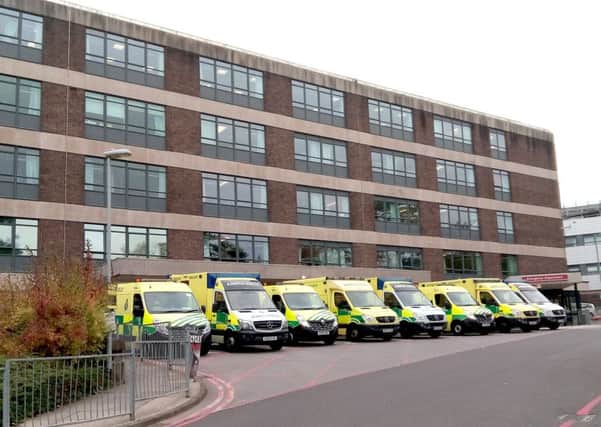 Ambulances queueing at Queen Alexandra Hospital.  Picture: Ellie Pilmoor