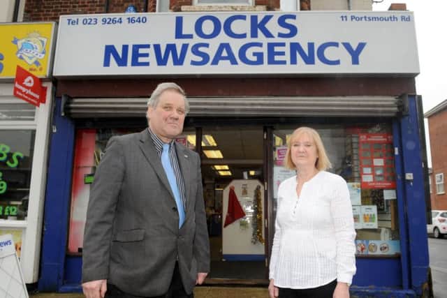 Graham Hales (65) from Purbrook and his sister Susan Burbridge (63) from Cosham, owners of Locks Newsagency in Portsmouth Road, Cosham, are retiring after 38 years. Picture: Sarah Standing (170134-1755)