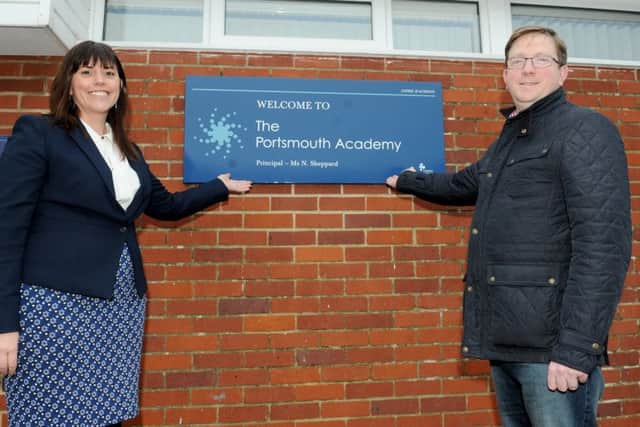 Interim head of school at The Portsmouth Academy Rachel Grey with Portsmouth City Council education head Councillor Neill Young Picture: Sarah Standing (170142-2204)