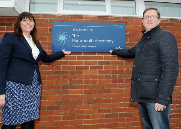 Interim head of school at The Portsmouth Academy Rachel Grey with Portsmouth City Council education head Councillor Neill Young 
Picture: Sarah Standing (170142-2204)