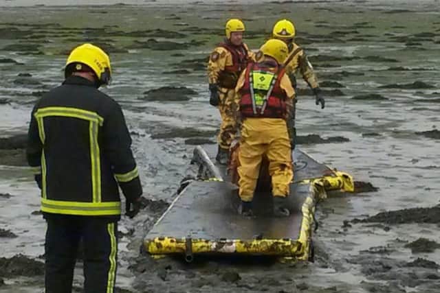 The firefighters took part in their training at Tipner Lake. Credit: Cosham Fire Station/Twitter