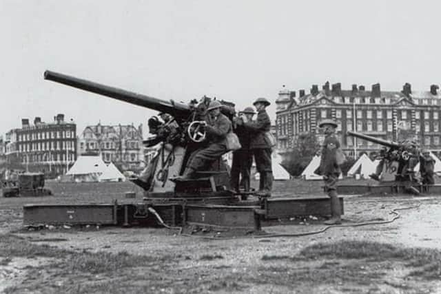 TRAINING 214 Battery Heavy AA Royal Artillery on Southsea Common shortly before the Second World War