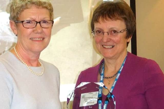 Kim Badcock, winner of the Alyson Stainer Award receiving her award from Ruth Williams, left