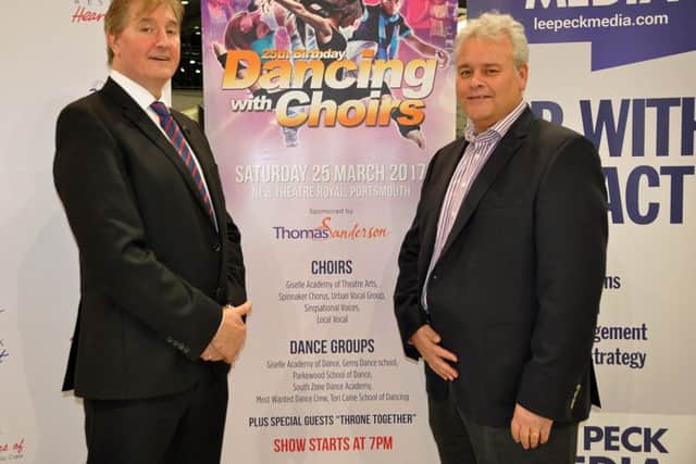 jpns-06-02-17-015 all runs col Dancing with Choirs rep dg(l-r) CEO of Wessex Heartbeat John Munro and Nigel Campkin from Thomas Sanderson, who are sponsoring the upcoming Dancing with Choirs event at the New Theatre Royal, Portsmouth.CAPTION: (l-r) CEO John Munro and Nigel Campkin